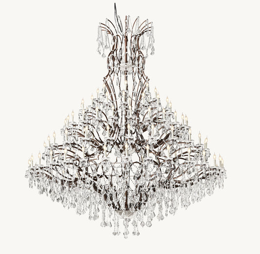 19th C. Rococo Iron & Crystal Round Chandelier