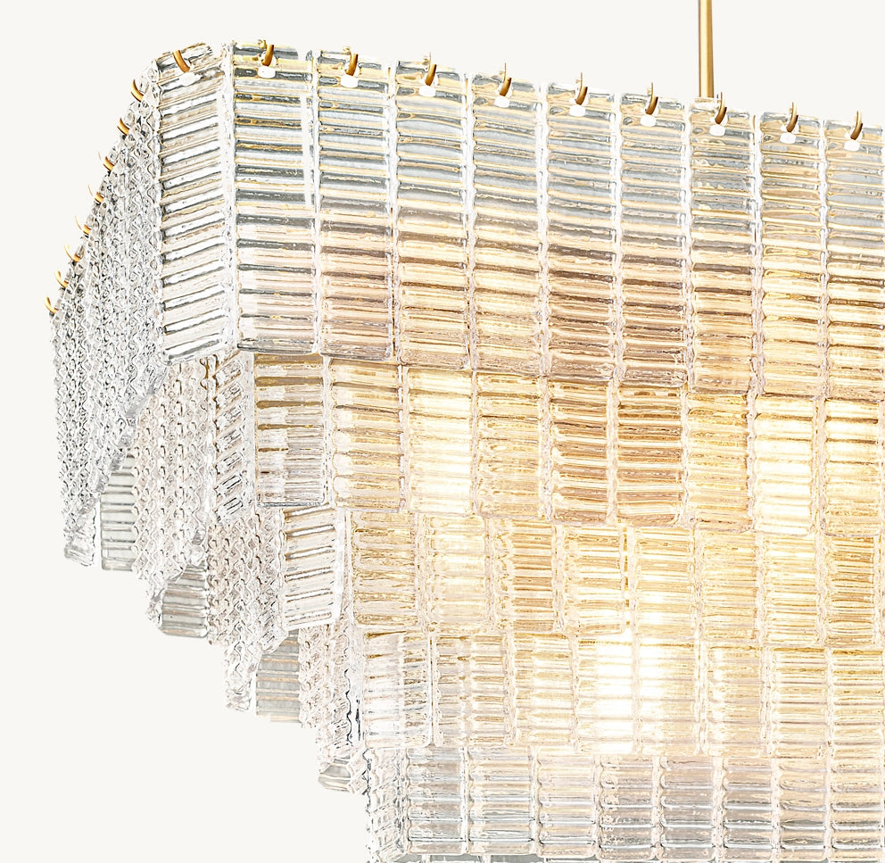 Sirene Clear Glass Rectangular Chandelier