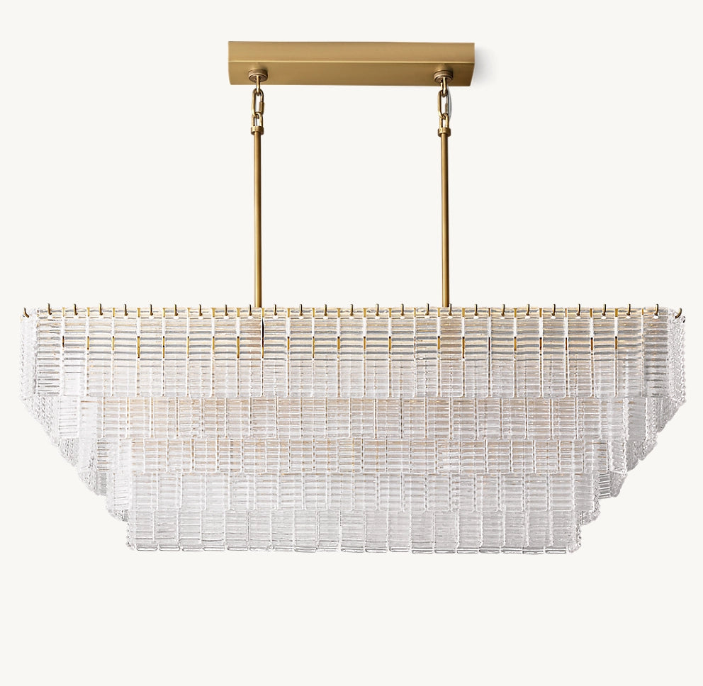 Sirene Clear Glass Rectangular Chandelier