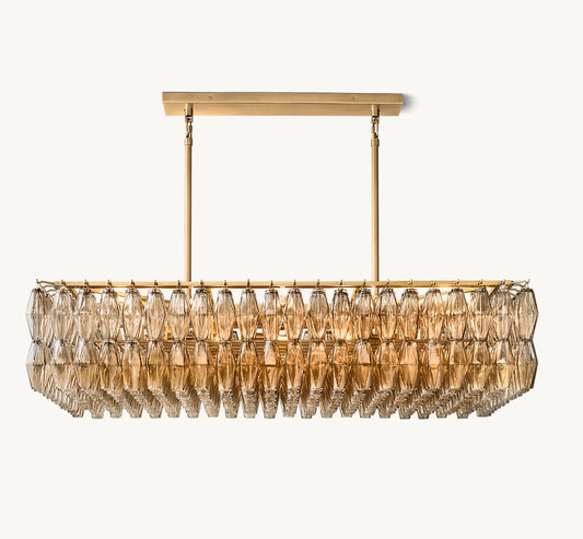 Chiara Smoke Glass Rectangular Chandelier