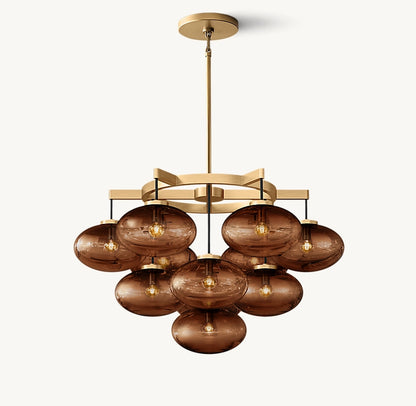 Cabrette Amber Glass Round Chandelier