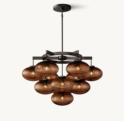 Cabrette Amber Glass Round Chandelier