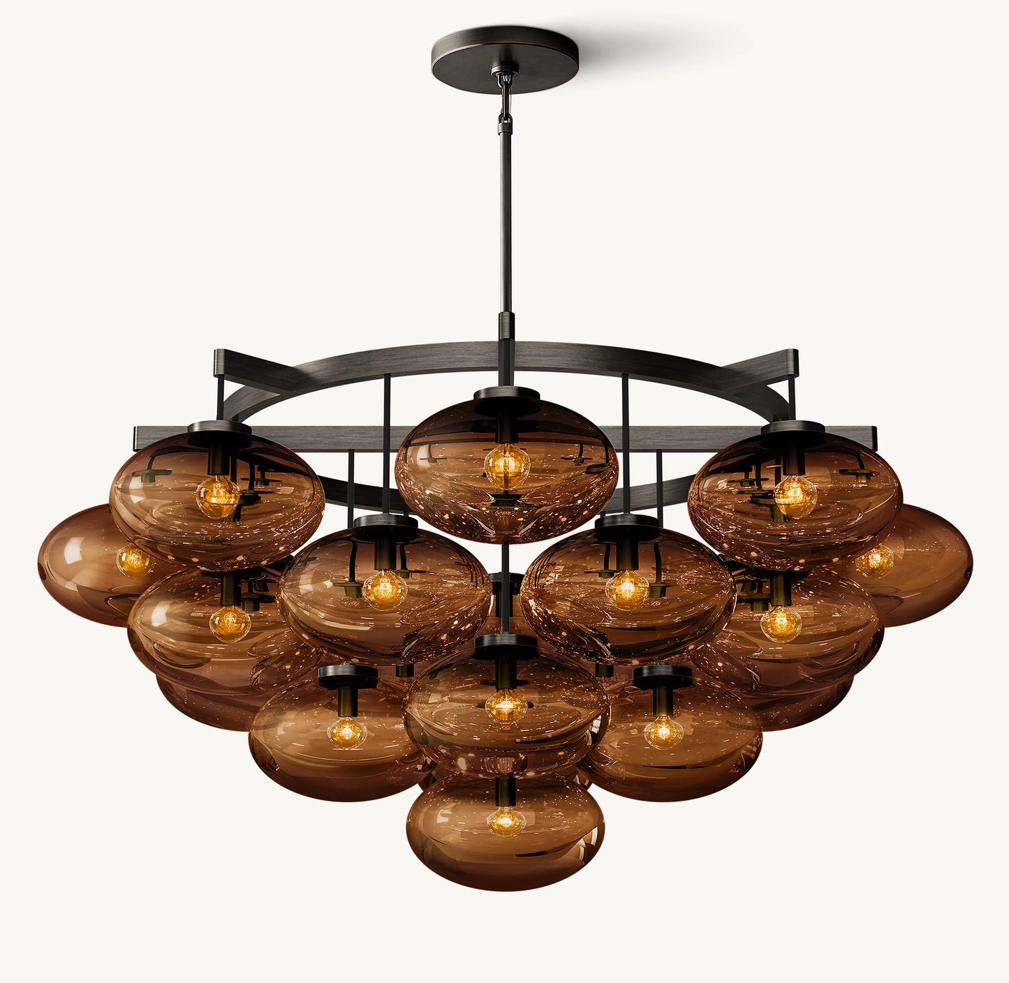 Cabrette Amber Glass Round Chandelier