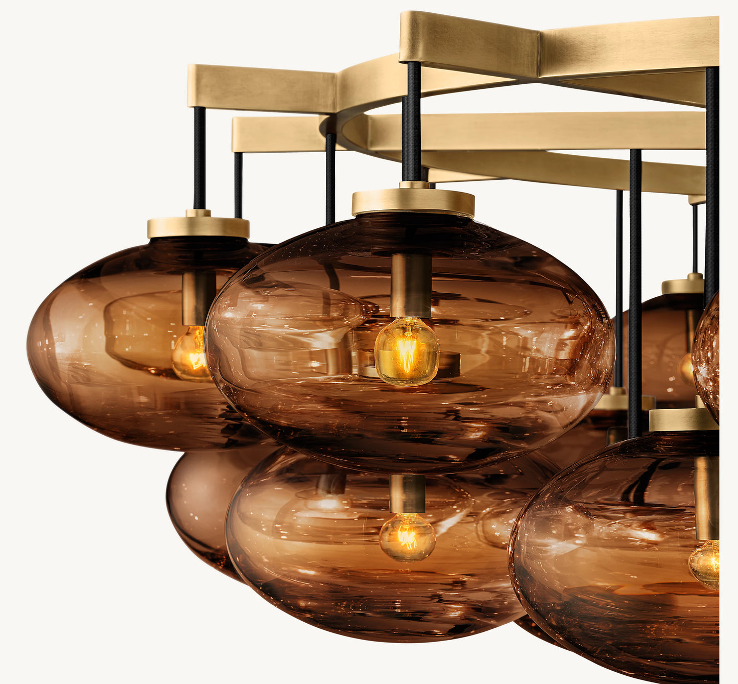 Cabrette Amber Glass Round Chandelier